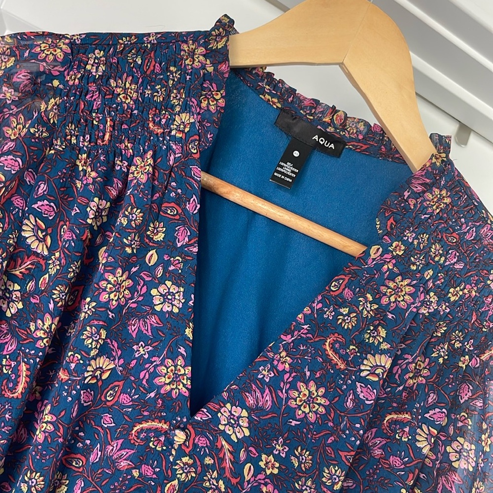 Aqua fall/winter floral dress